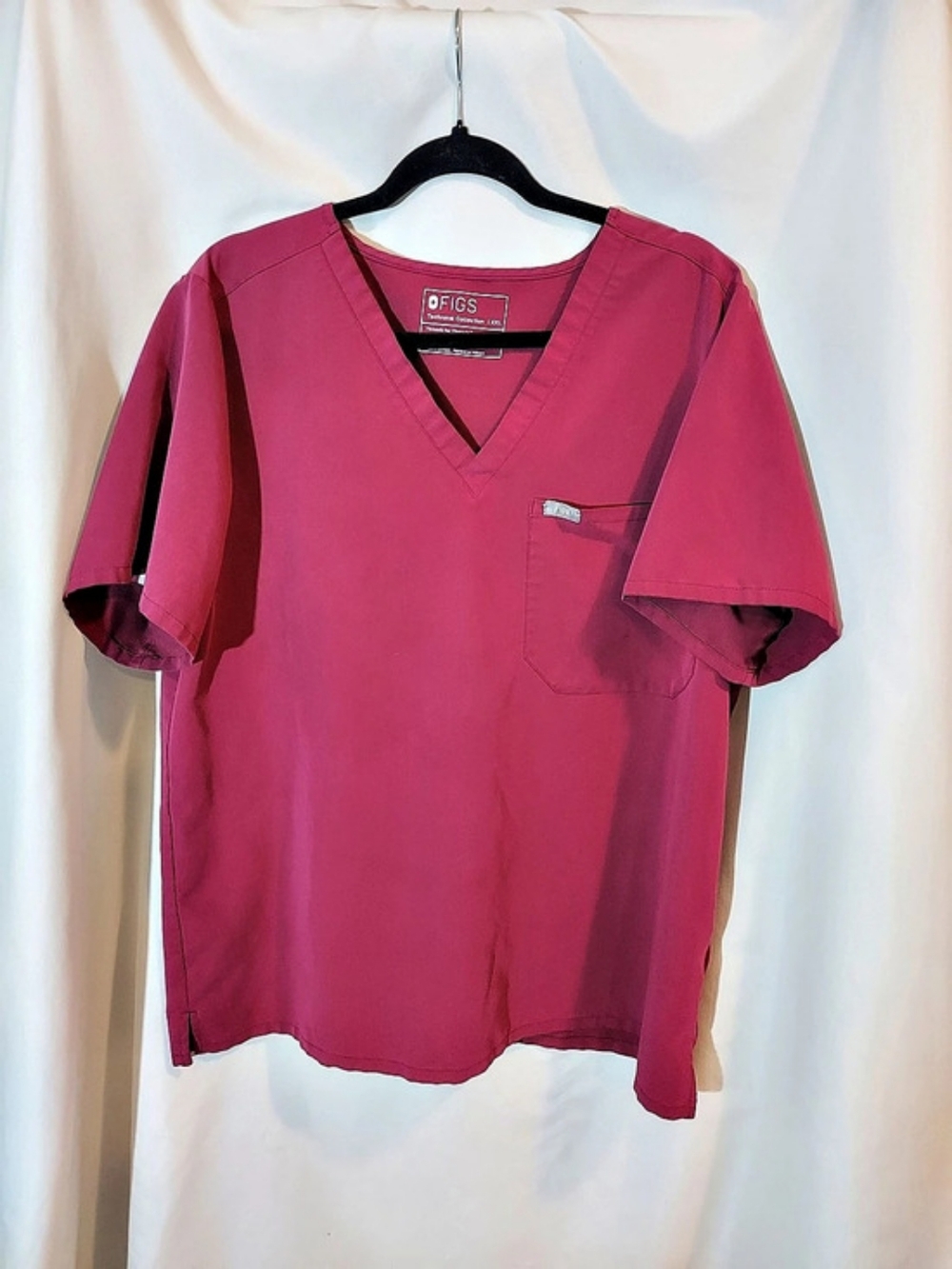 FIGS Catarina V-Neck One-Pocket Scrub Top Mauve Berry Size XXL